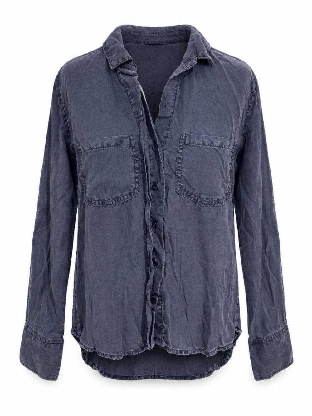 Bella Dahl Gray-Blue Tencel Button-Up Shirt - S